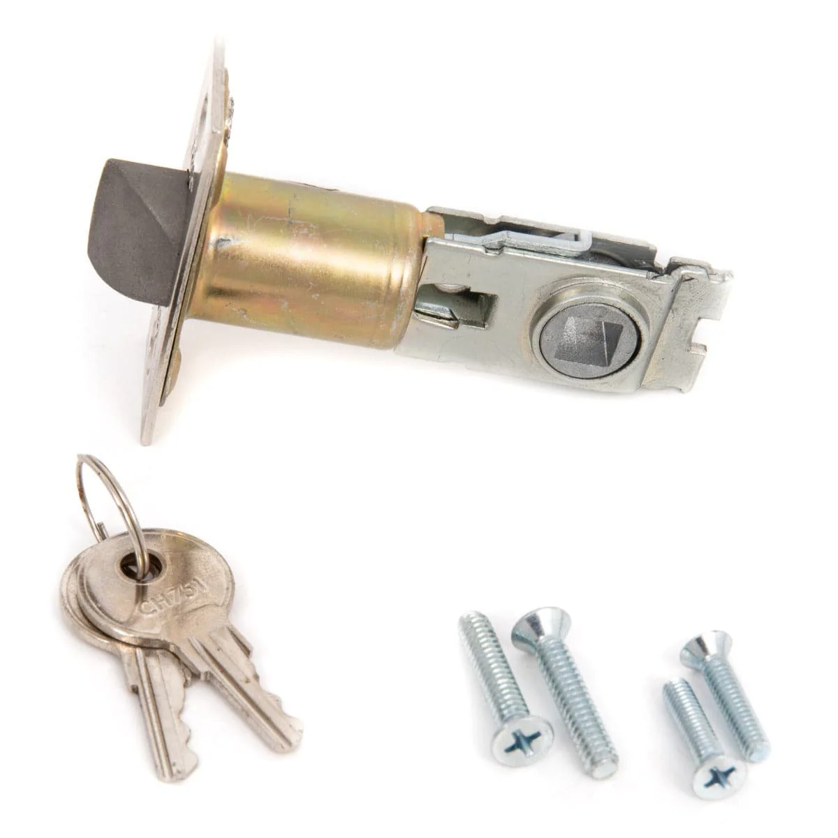 L Handle and Latch Set, Chrome Locking with Square Spindle, Square Type Latch, with Keys and Hardware for Trash Chute and Linen Chute Doors - Free Ground Shipping - Image 4