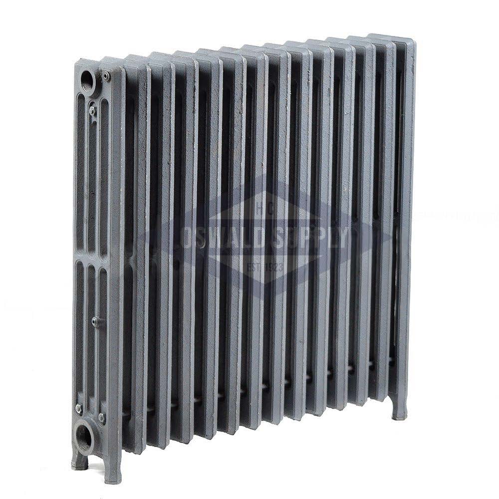 Cast Iron Radiator, Size: 4-7/16" Width x 25" Height x 24 1/2" Length - 14 Sections, 4 Tubes, Water/Steam