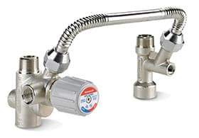 Honeywell #AMX300TLF, AMX300 lead-free kit with 3/4" NPT mixing valve, cold water tee and 8" flex connector