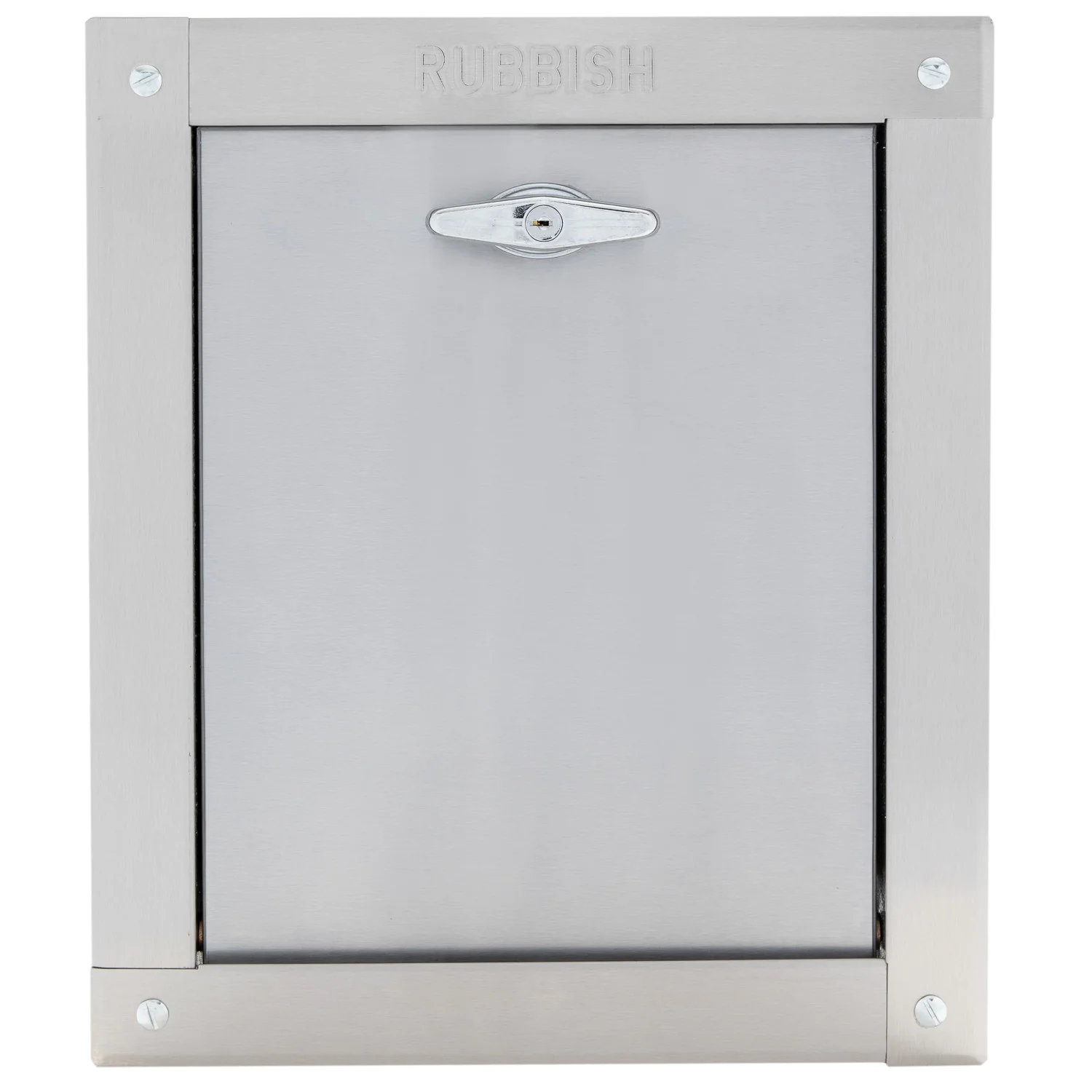 Midland Style Stainless Steel Trash Chute Door - Bottom Hinged - T Handle - Rubbish - Standard Trim
