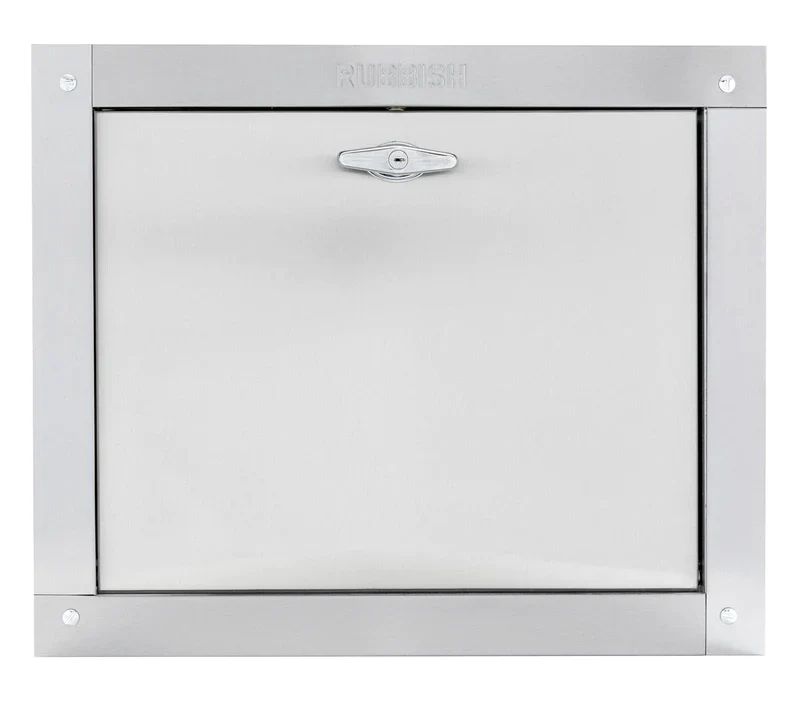 Midland Style Stainless Steel Trash Chute Door - Bottom Hinged - T Handle - Rubbish - Standard Trim - Image 15