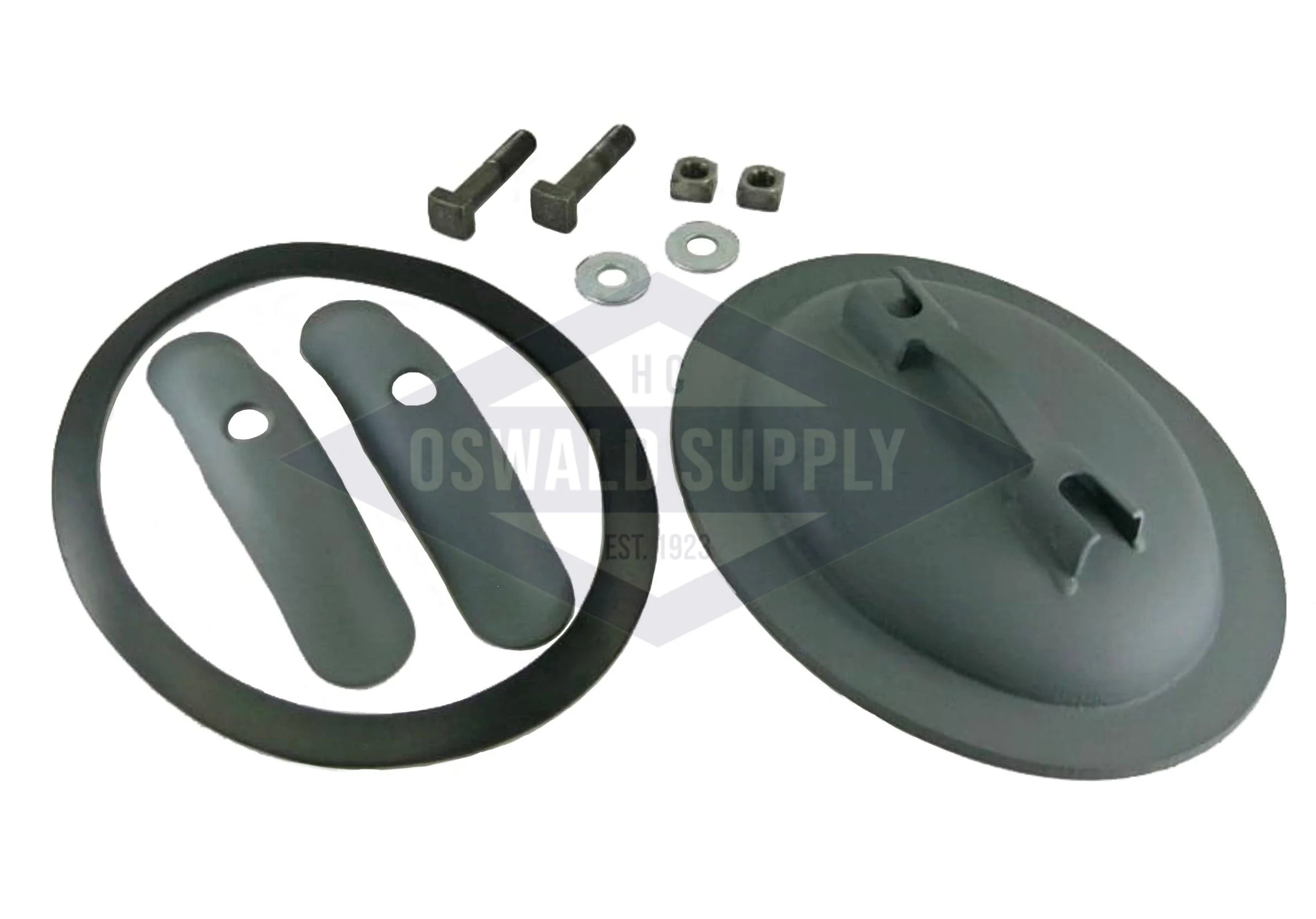 (PM1PNCG) 11 x 15 x 1/2 Elliptical, Pressed Steel SA516-70, 600# Manhole Plate Assembly, Less Ring