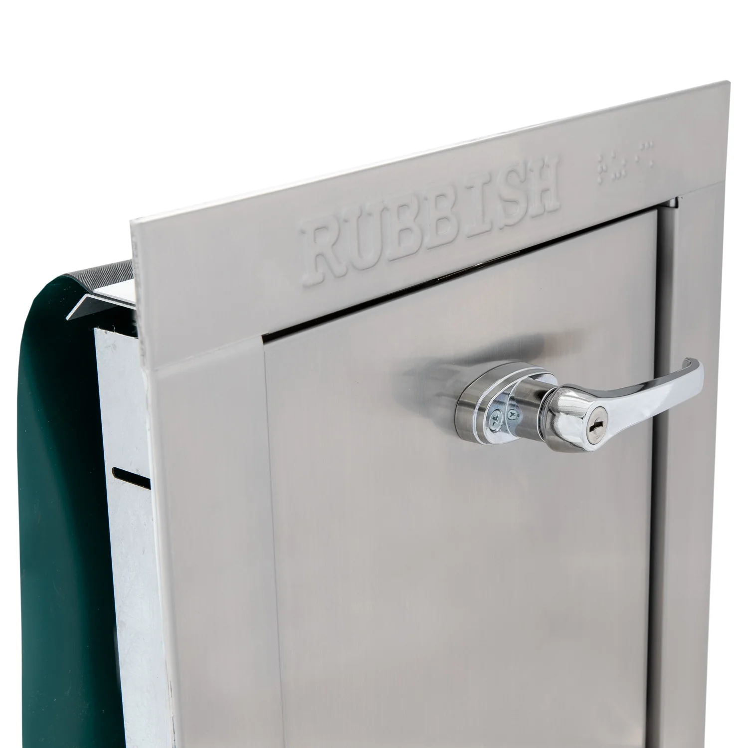 Replacement Stainless Steel Trash Chute Door - Bottom Hinged - L Handle - Rubbish - Image 2