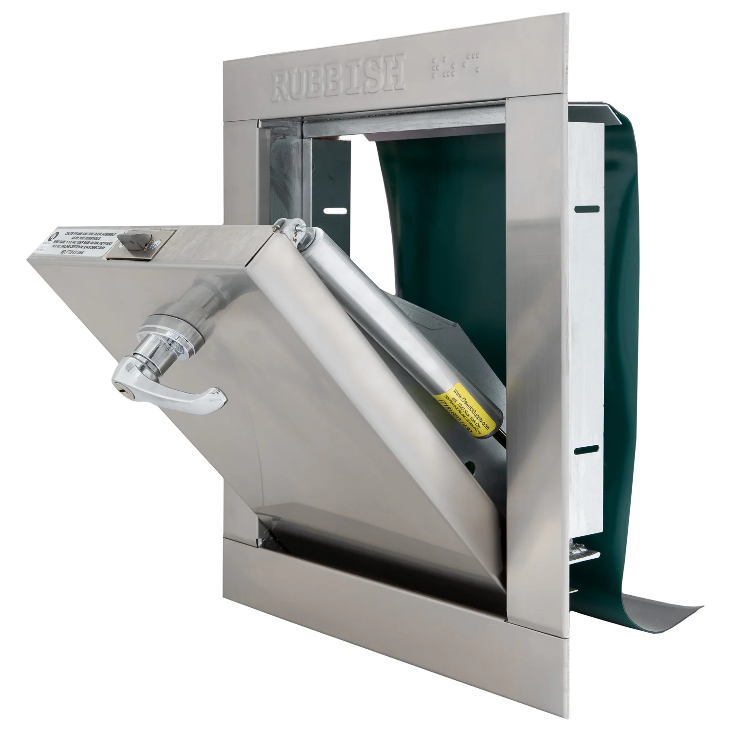 Replacement Stainless Steel Trash Chute Door - Bottom Hinged - L Handle - Rubbish - Image 5