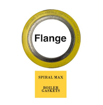 SPIRAL-MAX Boiler Gasket, 600# ASME B16.20, CS/304/FG, Yellow/Gray (10-Pack)