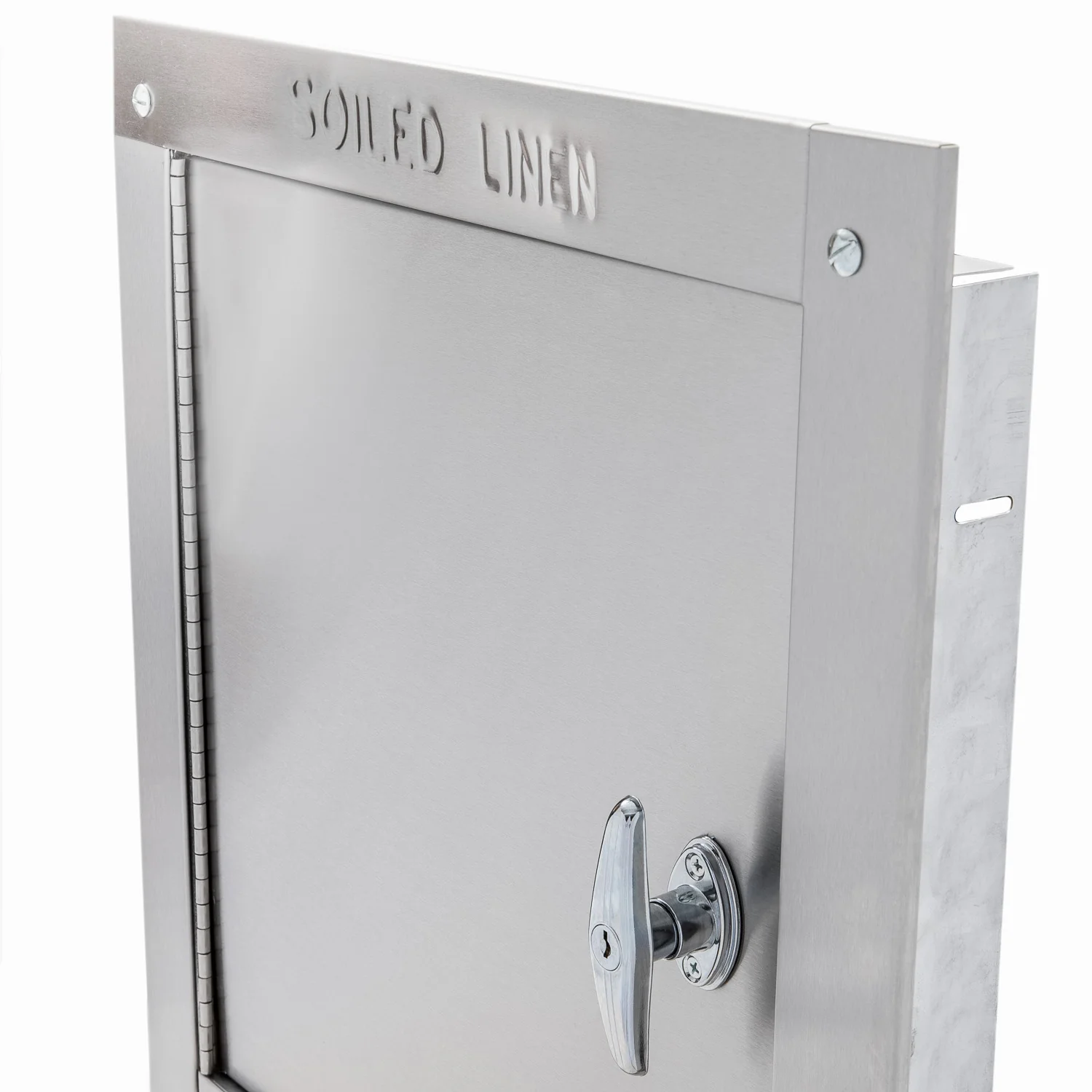Universal Stainless Steel Trash Chute Door - Side Hinged - T Handle - Linen - Standard Trim - Image 3