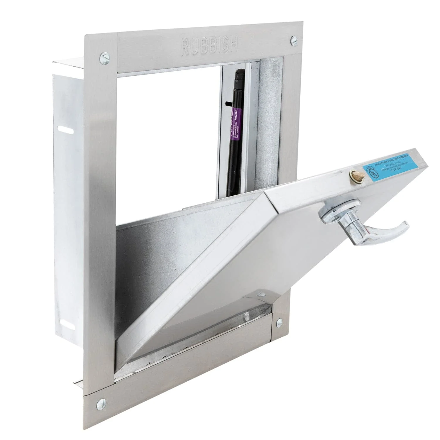 Universal Stainless Steel Trash Chute Door - Bottom Hinged - ADA Compliant - Rubbish - Standard Trim - Image 8