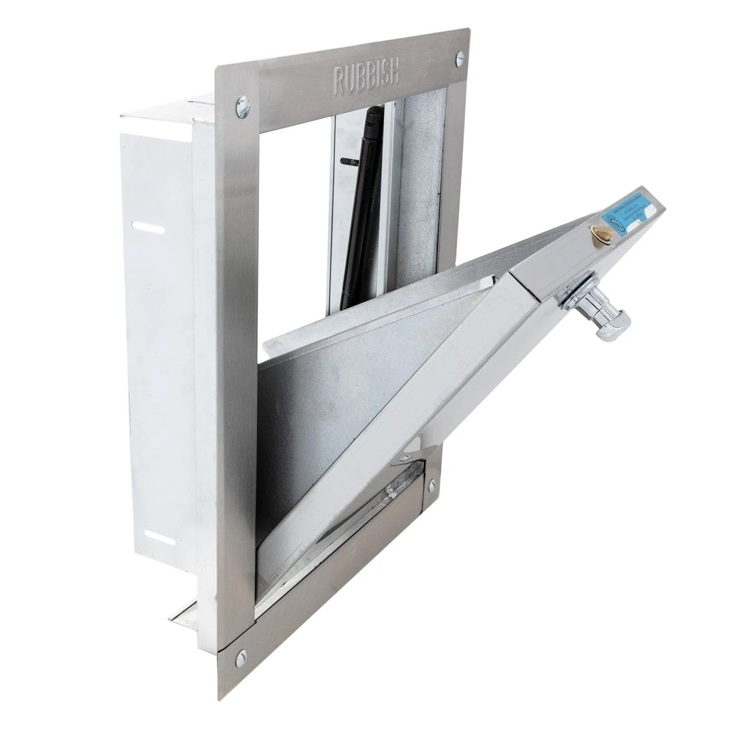 Universal Stainless Steel Trash Chute Door - Bottom Hinged - T Handle - Rubbish - Standard Trim - Image 16