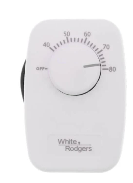 White Rodgers #1G66-641 Line Voltage Mechanical Bimetal, DPST Open on Rise, No Thermometer, Wallplate Included, w/ Off Position (White)